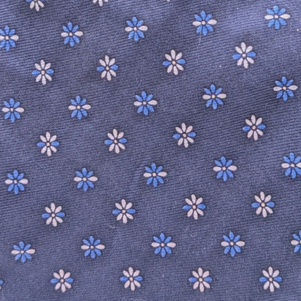 Fabris Venezia Navy Blue White Floral 100% Silk Tie Made in Italy Classic Luxury